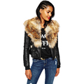 Fashion artificial leather jacket With fur collar Women Pu Motorcycle Small Coats Autumn winter windcheater outerwear