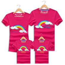Summer Family Clothing Short Sleeve Family Look Rainbow T Shirts Matching Outfits Clothes For Mother Daughter And Father Son