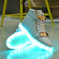 Fashion Luminous Light Women Shoes Metal High Top Glowing LED Lights Colorful Shoes Lovers Casual Flash