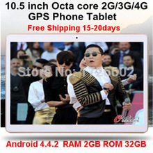 10.5 inch 8 core Octa Cores 2560X1600 DDR 4GB ram 32GB 8.0MP Camera 3G sim card Wcdma+GSM Tablet PC Tablets PCS Android4.4 7 8 9