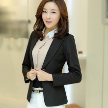 Newest Women Blazers Jackets 2016 Fashion Single Button Office Blaser Femenino Plus Size XXL Bleiser Black Blazer Female Tops