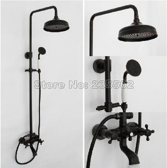 Black Oil Rubbed Bronze Retro Bathroom Bathtub Wall Mount Rain Shower