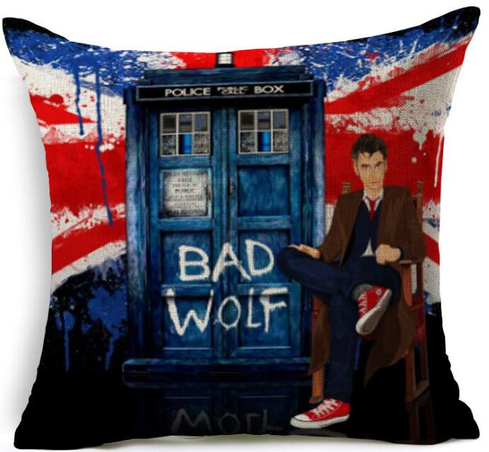 Cushion Cover Linen Doctor Who Tardis Throw Pillows Car Sofa Cover