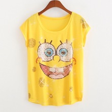 2016 Summer Style Limited Top O-neck Cotton Tops Cartoon T shirt Women Minions Printing T-shirt Loose Casual Female tops tees