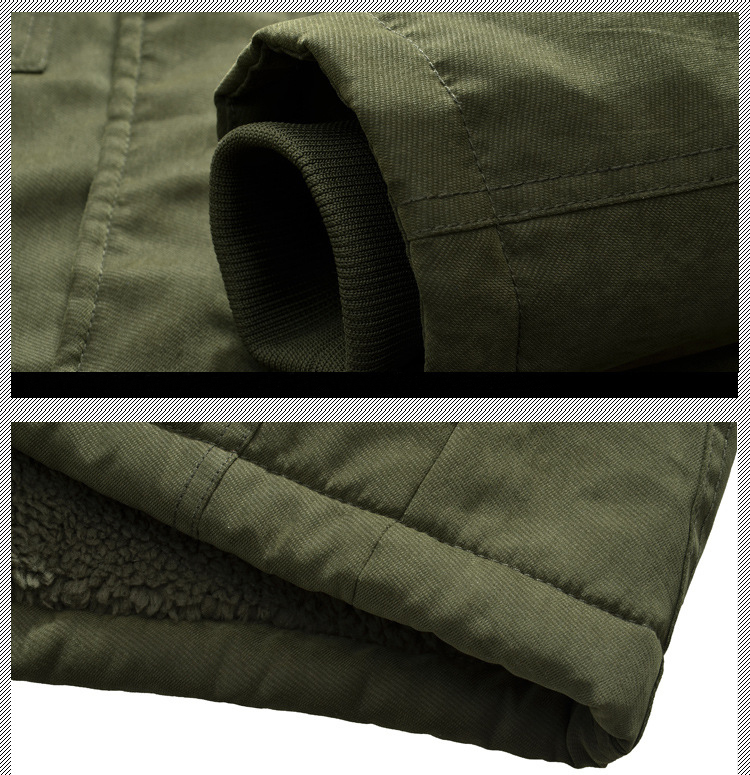 Winter Men Fleece Jacket Over Coat Warm Outdoor Cotton Padded Coat Hooded Male Army Green Clothes