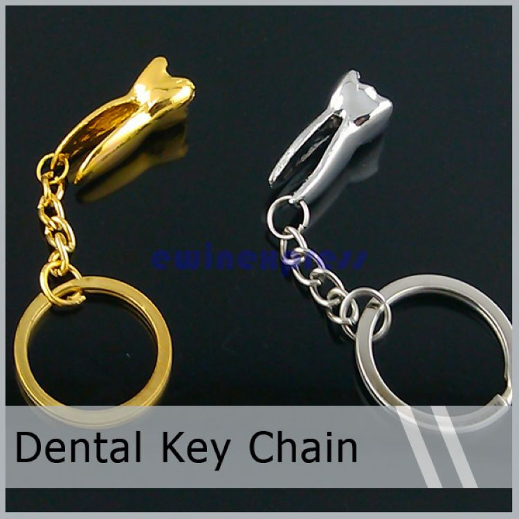 SILVER Golden Plated Molar Key Chain Dental Emporium