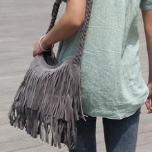 Fashion Women s Suede Weave Tassel Shoulder Bag Messenger Bag Fringe Handbags B2C Shop
