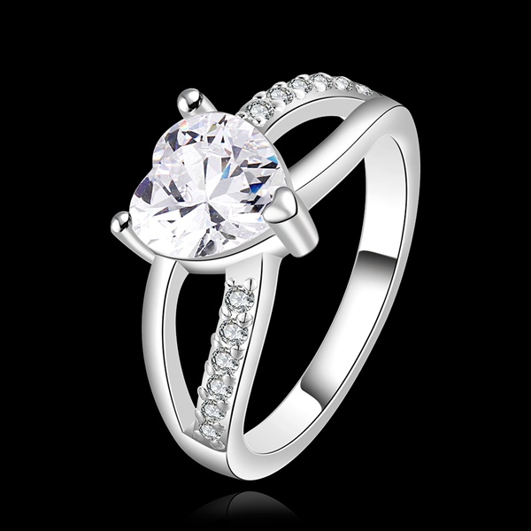 Beautiful lover lady valentine gift Plated Silver Rings wedding stone crystal Jewelry free shipping factory price