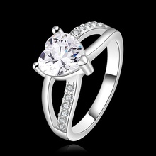 Beautiful lover lady valentine gift Plated Silver Rings wedding stone crystal Jewelry free shipping factory price
