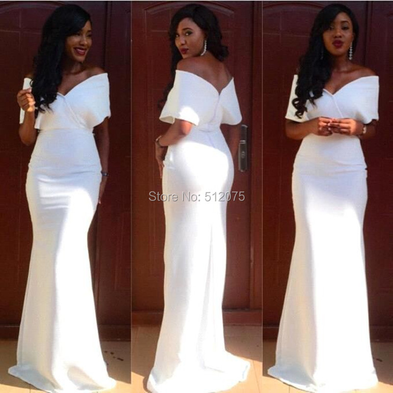 Aliexpress.com Comprar Blanco sirena baile Vestidos largos 2016 fuera del hombro piso longitud Louisvuigon mujer Vestidos De Festa Vestido Longo z102204 de