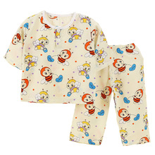 2-5T baby pajamas 2016 high quality summer 7 minutes of sleeve silk pajamas Cute cartoon air conditioning kid nightgown clothes