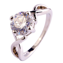 Free Shipping Wholesale Round Cut White Topaz 925 Silver Ring Size 6 7 8 9 10 Fashion Popular New Saucy Jewelry For Women