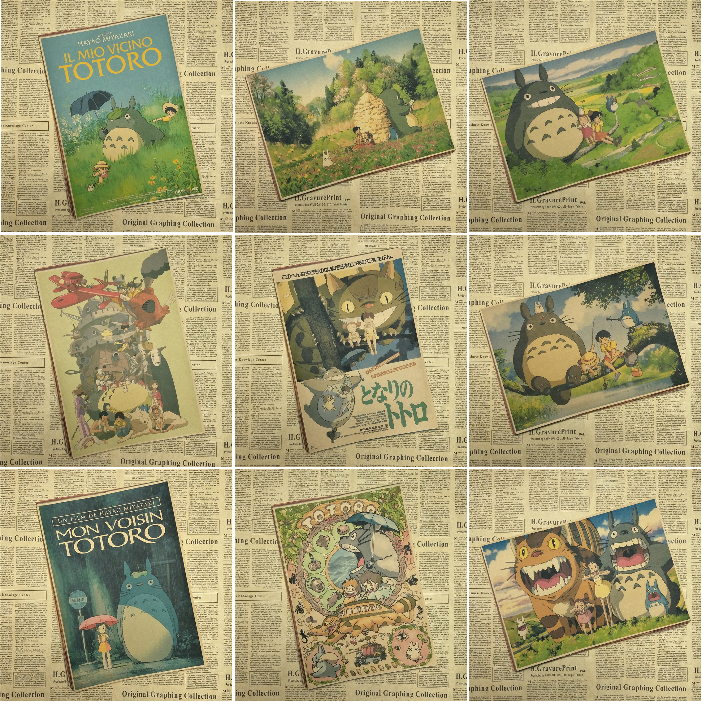 Kids Room Doorbell Promotion For Promotional Vine Retro Paper Anime Poster Tonari No Ro Miyazaki Wall Decor Home Kids Room Decoration 42 30cm