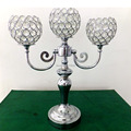 3 arms Silver Metal Crystal Candle Holder Stand Wedding Candle Candelabra Centerpieces Decoration Candlestick H 38cm