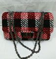 Newest generous plaid tweed buckle lock chain bag medium quality twill soft diagonal cross shoulder bag