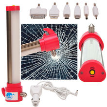 Red 4 in 1Tool 2200mAh Power Bank Car Emergency Safety Hammer Seat Belt Cutter with LED