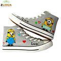 JUP 10 Styles Anime Despicable Me Minion Spongebob Shoes Hand Painted Canvas Shoes Children Graffiti Shoes