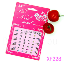 Hot 1 sheet beautiful star and flower nail sticker colorful elegant peelable nail art MJ1275 XF228