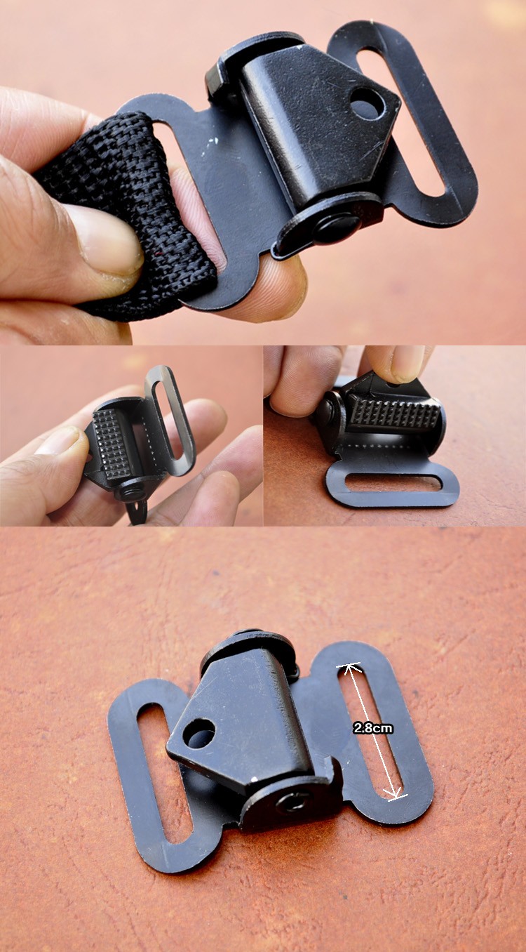 Description Picture 2 of item1" Non-Slip Release Milspec Molle Component 5pcs Extra Friction Adjust Buckles For 25mm Webbing Straps Metal Tri-glide triglides