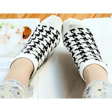 1 pair Soft Socks Elastic Low Cut Grids Stripes Short Ankle Socks Cotton Houndstooth Exercise Hotsell