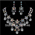 New Fashion Gorgeous Macrame Multicolour Crystal Bridal Jewelry Sets AB Rhinestone Wedding Jewelry Set for Bride