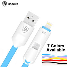 BASEUS Hybrid 2 in 1 USB Charge Sync Data Cable for iPhone 5 6 6 plus for Samsung Xiaomi Android Phone
