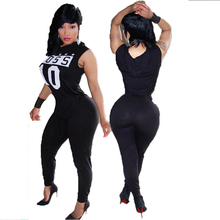 Fashion Women Hooded Jumpsuits Rompers Ladies Long Sleeveless Sport Playsuits Sashes Letter Printing Bodysuit Overalls