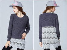 On sale 2015 fashion design plus size women lace pullover big size 4xl women autumn winter lace causal sweaters