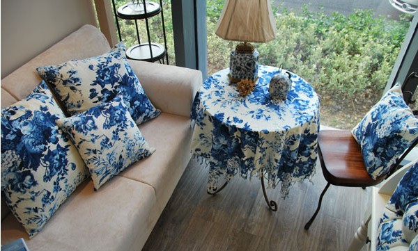 Table Cloth Round Ink Chinese Tablecloths Mediterranean Tassel Blue Casamento Crochet Tablecloth Nappe De Table Weddings Party (1)