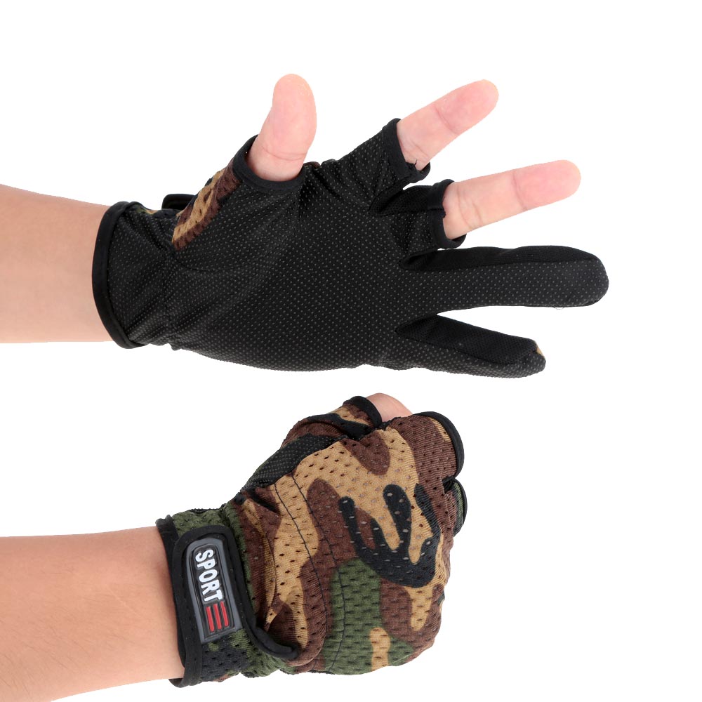 Anti Slip Breathable 3 Low Cut Fingers Hunting Gloves Fishing Gloves