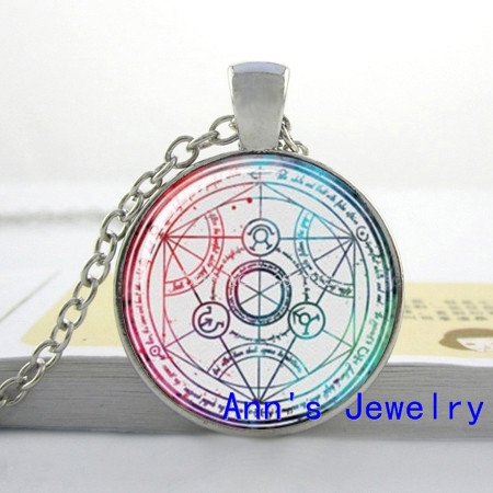 Fashion Handmade Transmutation circle Fullmetal Alchemist Art Print instant Watercolor Pendant Glass Cabochon Necklace