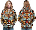 Wild Animal Pattern Hooded Pullover Colorful Cartoon Tiger Sweatshirt Autumn Winter Full Sleeves Skateboard Hoodies Women