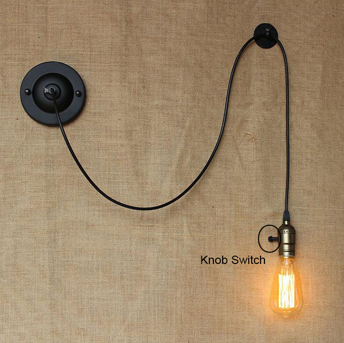 Milan wind Bedside Reading Studying DIY art wall ropes indoor bedroom headboard decorating Switch Wall lamp retro wall lights