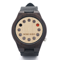 BOBO BIRD B17 Mens Watches Top Brand Luxury Black Sandal Bamboo Wooden Cool 12 Holes Quartz