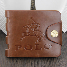 (11.5*9.5*2cm) Promotion New 100% PU Leather Men Wallet Fashion Designer Man Purse 100% PU Coin Wallet Polo wallet Male wallets
