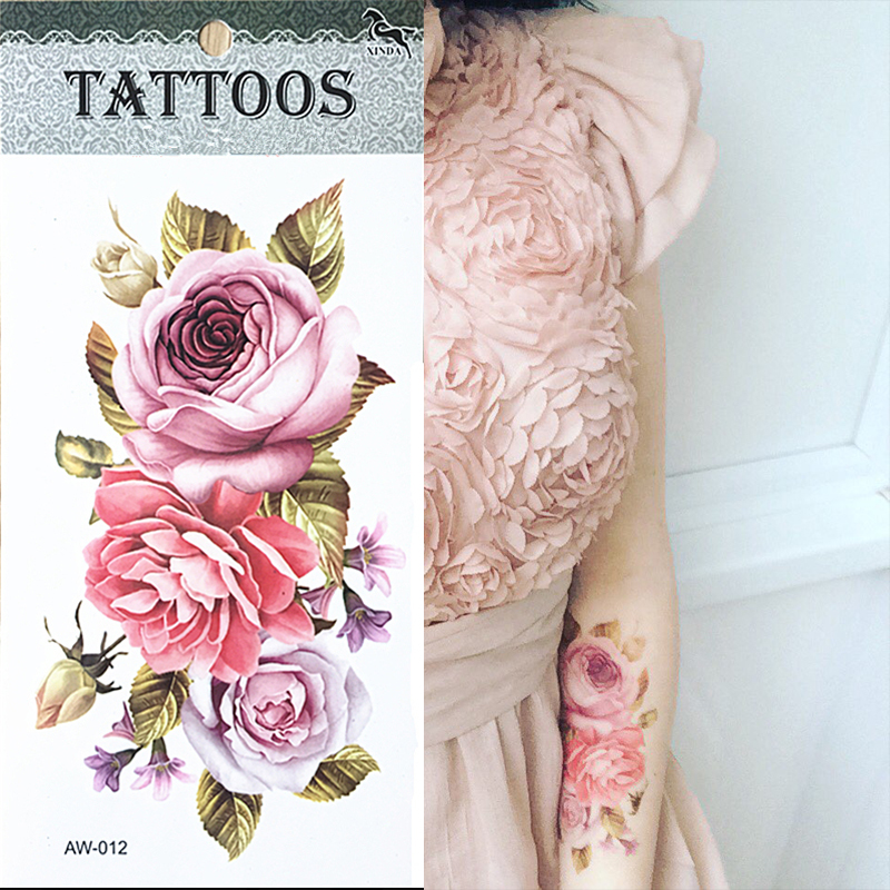 Hot 3D tattoos one time temporary tattoos Arm flower tattoo waterproof female body art tattoo model
