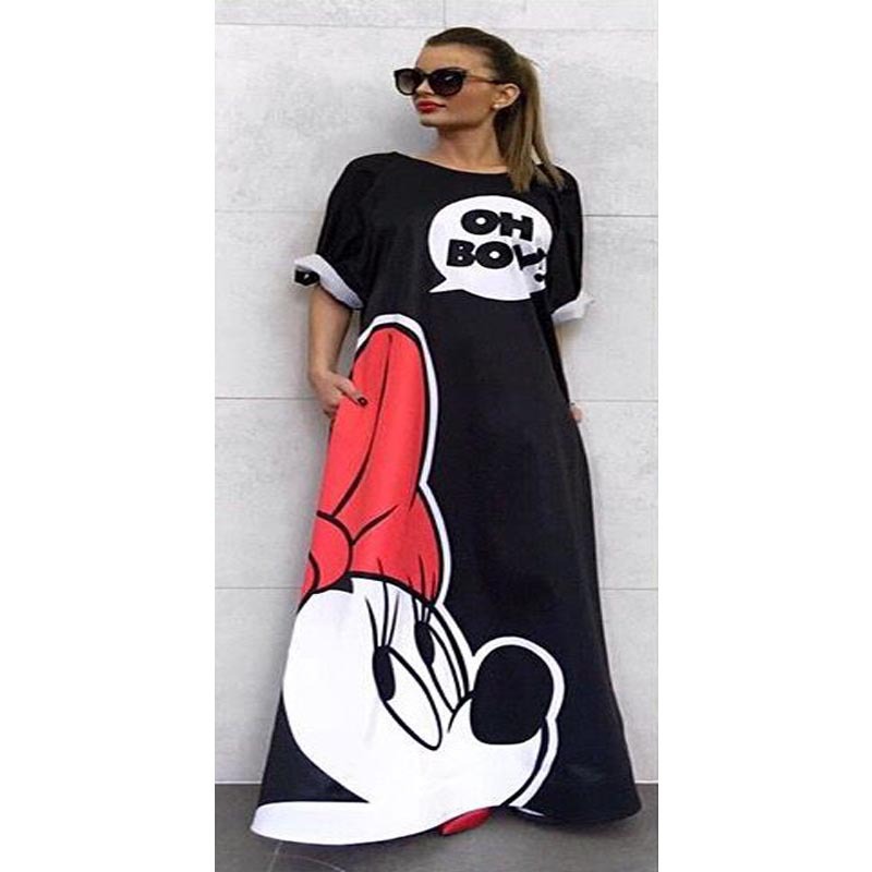 womens casual maxi dress mickey printed floor length dress backless vintage womens casual maxi dress mickey printed floor length dress backless vintage