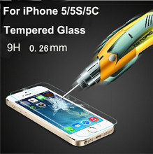0.26mm Thin Premium Tempered Glass For iphone 5s Screen Protector 2015 Pelicula De Vidro for iPhone 5 5S 5C Protetive Film