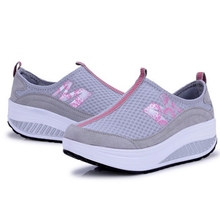 Female swing shoes summer gauze breathable pumps wedges platform slimming women s shoes A656