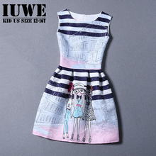 Girls Summer Dress 2016 Kids Dresses For Girls Of 12 Years Sleeveless Printed Big Size Princess Dress Teenagers Girls Clothes 16