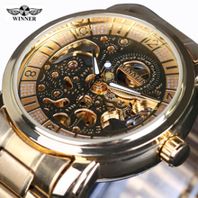Vintage Men Wristwatch Skeleton Clock Male stainless steel Strap Antique Steampunk Casual Automatic Skeleton Mechanical Watches