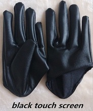 2015 women’s fashion half palm gloves black touch screen gloves short design PU leather motorcycle driving gloves