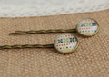 Bohemian Gypsy Clover Print Glass Cabochon Hairpins for Girls Simple Copper Hair Clips Handmade Christmas Small