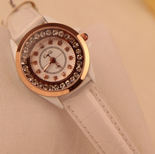 2016 black/white Hot Luxury Brand Diamond Fashion Rhinestone Watch Women Casual Leather Clock Female Quartz Ladies Wristwatch