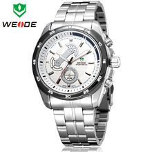 Lujo WEIDE marca Casual relojes deportivos para hombres llenos de acero reloj militar del cuarzo de japón pantalla analógica de vestir de negocios