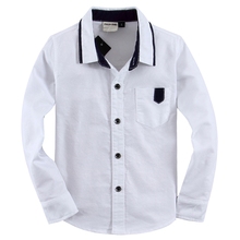 Cotton 100% toddler boy solid white shirt long sleeve BS1604