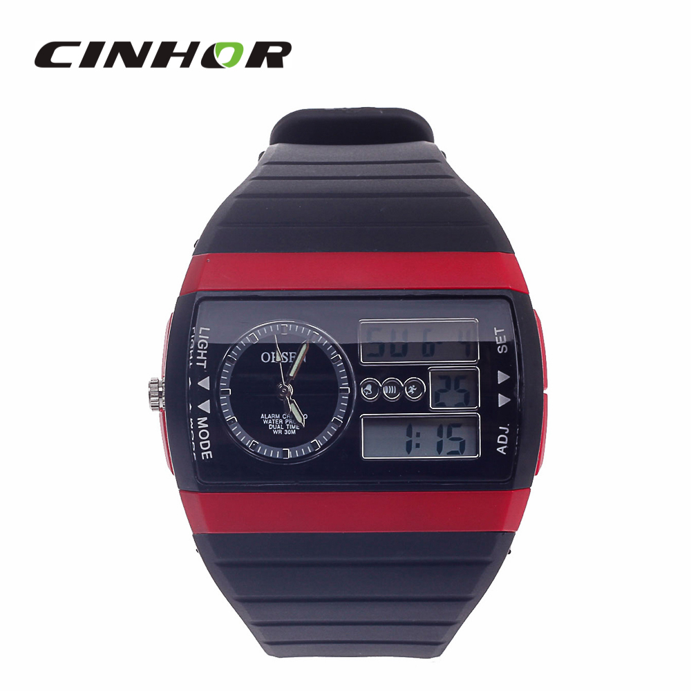 OHSEN AD1305 2015 New Arrival Fashion Multifunctional Analog Digital Dual Display Waterproof Wrist Watch for Men