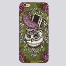 Victorian Owl in Top Hat Design case cover cell mobile phone cases for Apple iphone 4 4s 5 5c 5s 6 6s 6plus hard shell