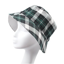 Unisex Women Plaid Sun Hat Design Summer Beach Canvas Boonie Fisherman Hats Sun Protection Fishing Bucket Hat Cap For Men