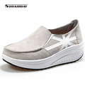 2016 Suede Casual Shoes Woman Flat Platform Shoes Womens Slimming Walking Shoes Heels zapatillas deportivas mujer